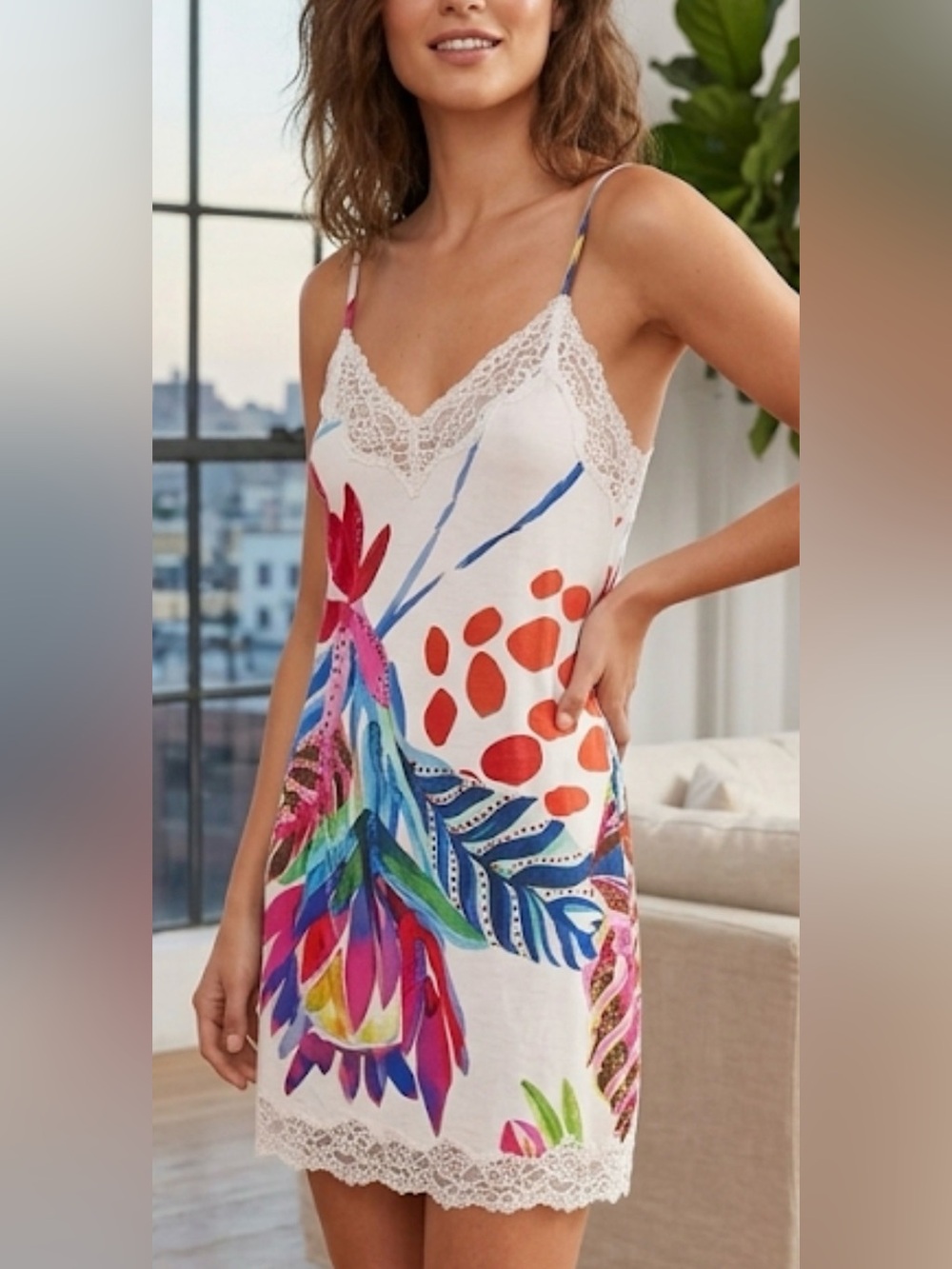 Soma Floral Cool Nights Lace Trim Cami Slip